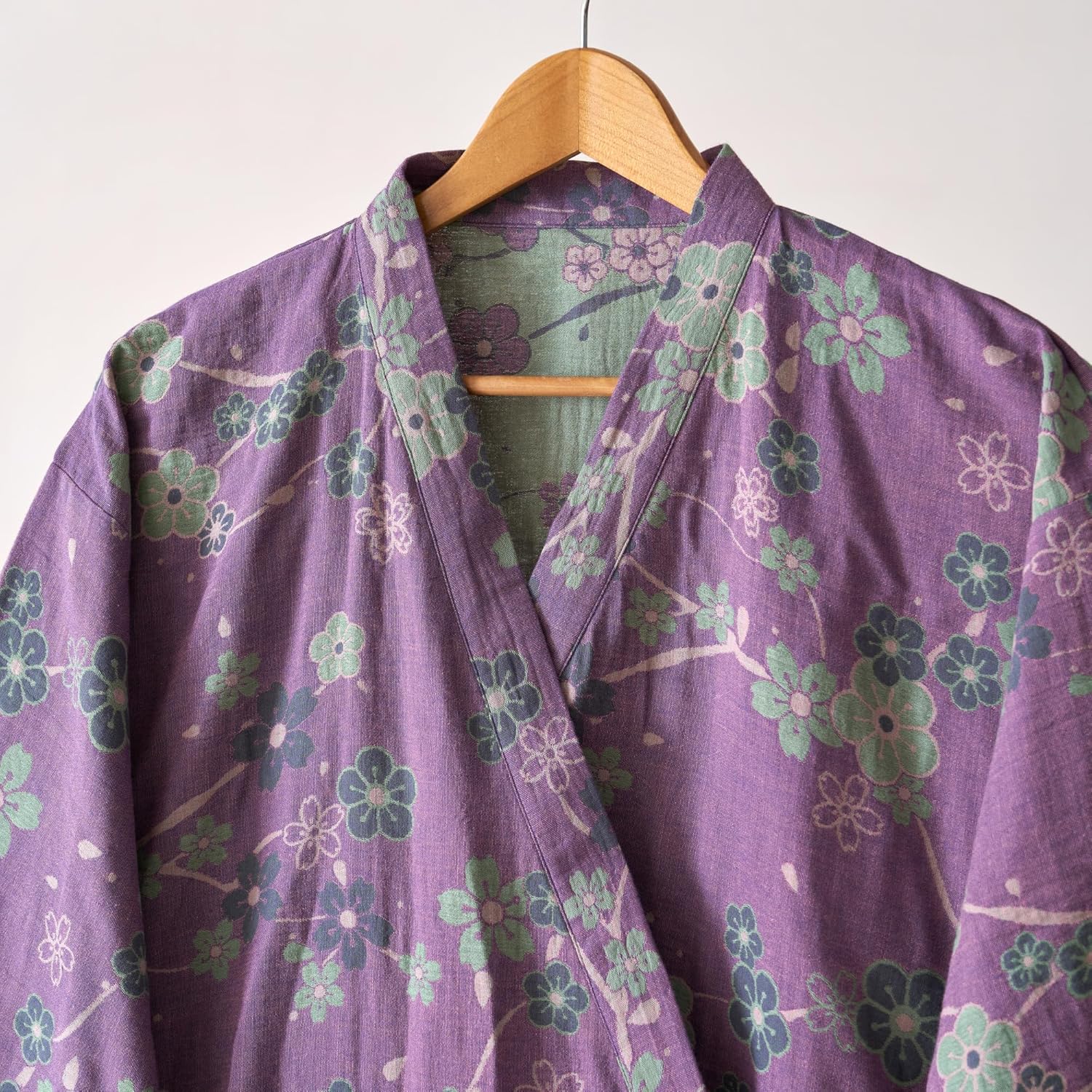 Cotton Gauze Robe for Women, Jacquard Plum Blossom Bathrobe Japanese Kimono Soft Knit Nightdress Longwear Sleepwear - Image 3