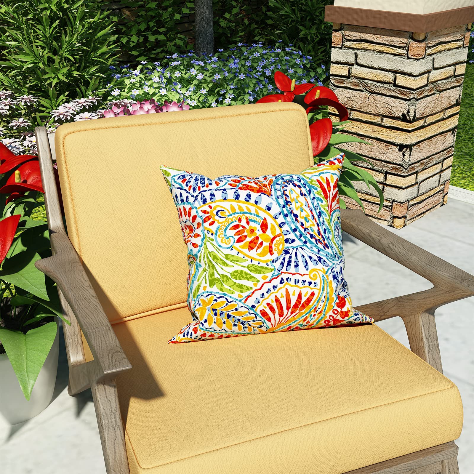 LVTXIII Outdoor-Kissenbezüge 45x45 Cm – Wasserdicht, Verblassen Nicht, 2 Stück Mit Blumenmuster