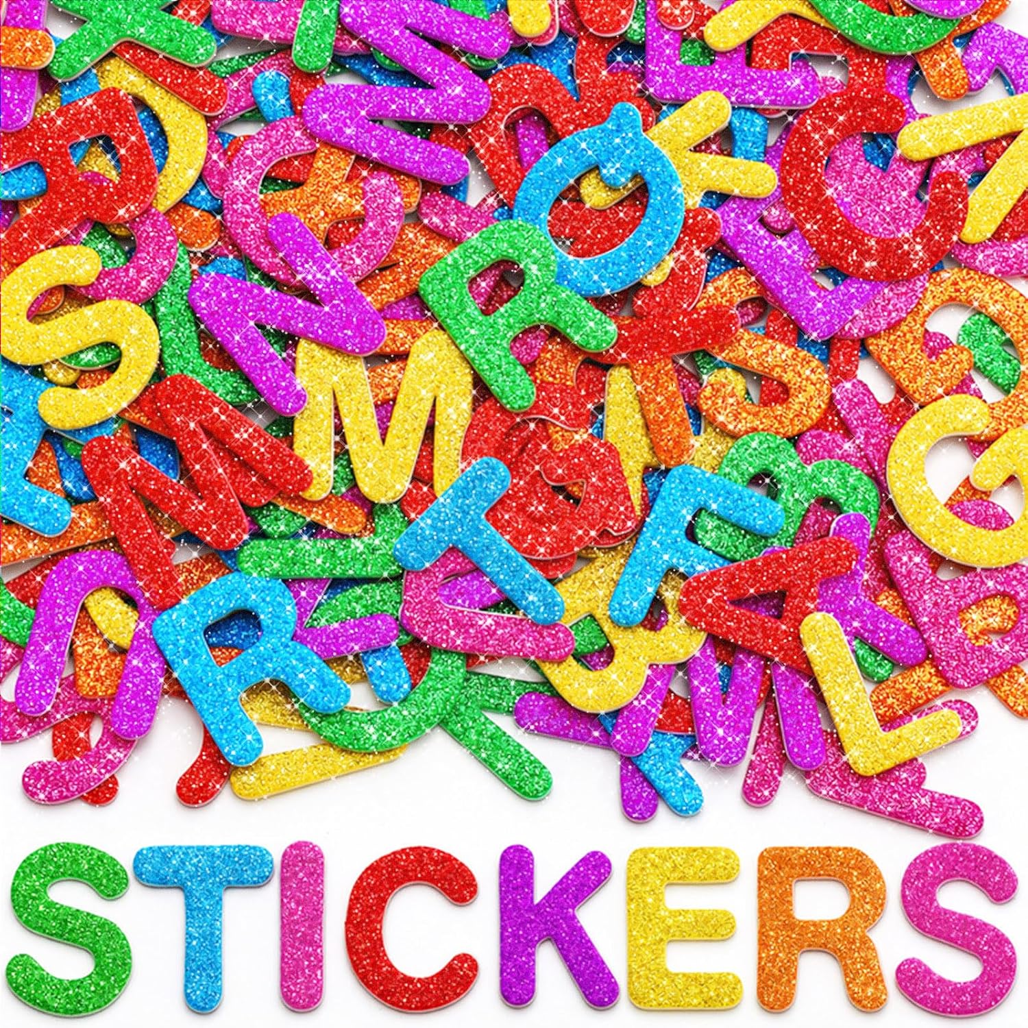 546Pcs Glitter Foam Letter Stickers, 3 Size 7 Colors 3D Self-Adhesive EVA ABC Alphabet Stickers for Kids Crafts, School Projects, Scrapbooking, Card Making and Party Decorations