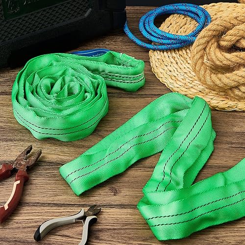 Miniatura 7 de Fabbay 4 eslingas redondas de poliéster resistente de 4 pies, correas de elevación redondas para elevación, remolque, mudanza, muebles, equipo de