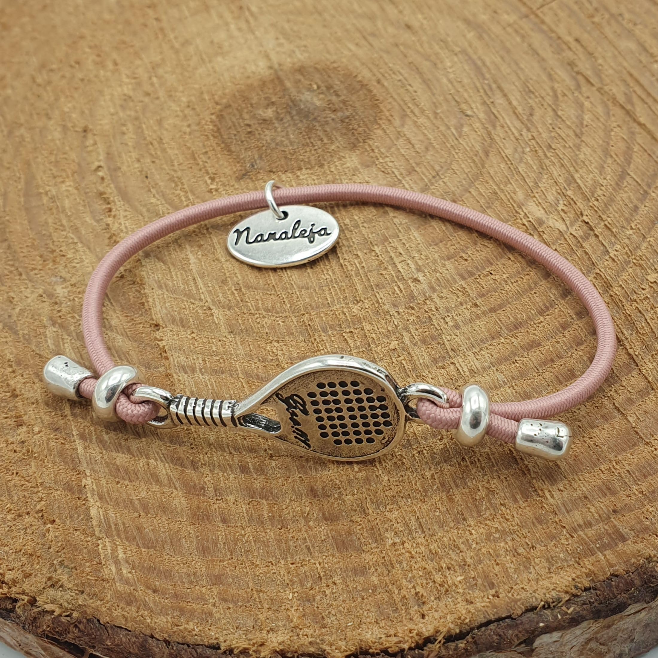 Pulsera raqueta padel Nanaleja goma rosa accesorios regalos originales hecha en España