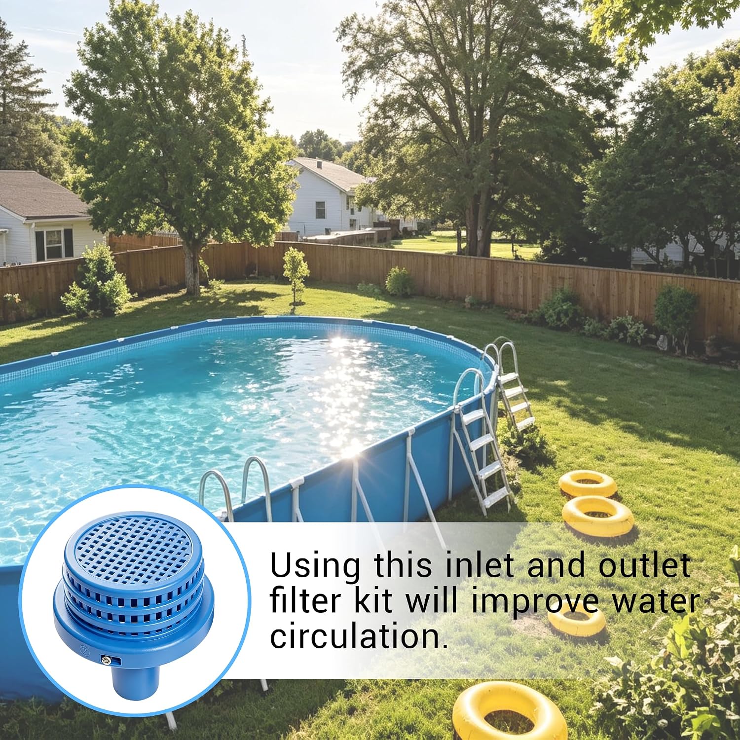 CVILL Pool Inlet and Outlet Filter, Suitable for the Intex 25022E, Compatible with All Above-Ground and in-ground Pools, with 1-1/4-inch connectors. Includes a 1.25-inch Plug Connector