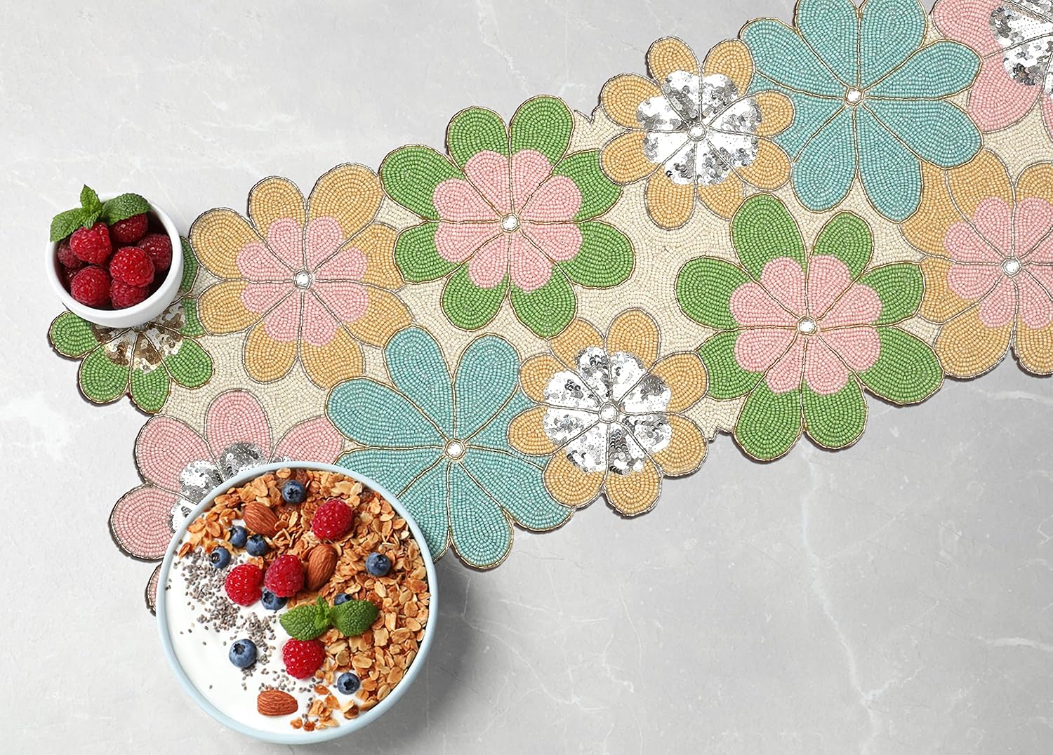 Christmas Table Runner 54 Inches, Beaded Table Runner