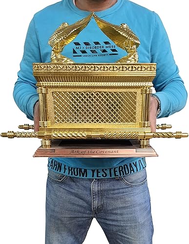 Miniatura 4 de Amen Judaica Arca de la alianza réplica tono dorado – Arca extra grande del testimonio – Decoración espiritual Arca del Dios réplica