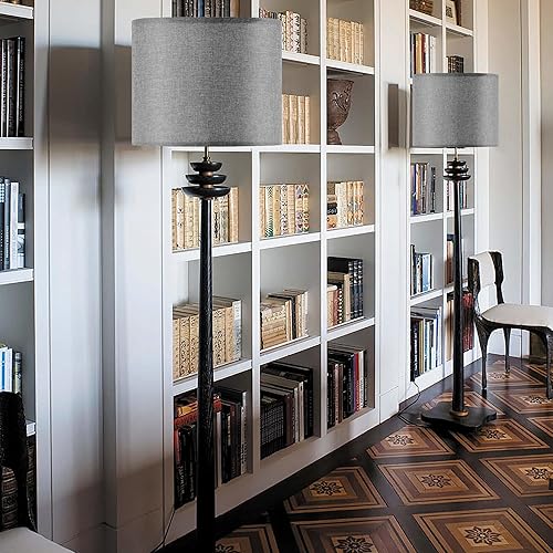 Miniatura 55 de GO&SO Juego de 2 pantallas de lámpara de terciopelo azul oscuro, tamaño mediano de 13 pulgadas superior x 13 pulgadas inferior x 10 pulgadas de alto