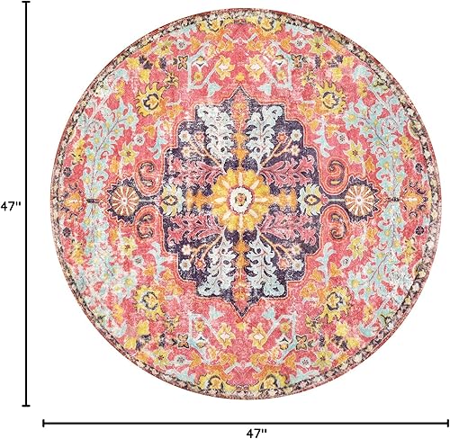 Miniatura 261 de Lahome Alfombra bohemia con medallón floral de 3 x 5 pies, suave, impresa, para baño, cocina, entrada, vestíbulo, vintage, antideslizante, lavable