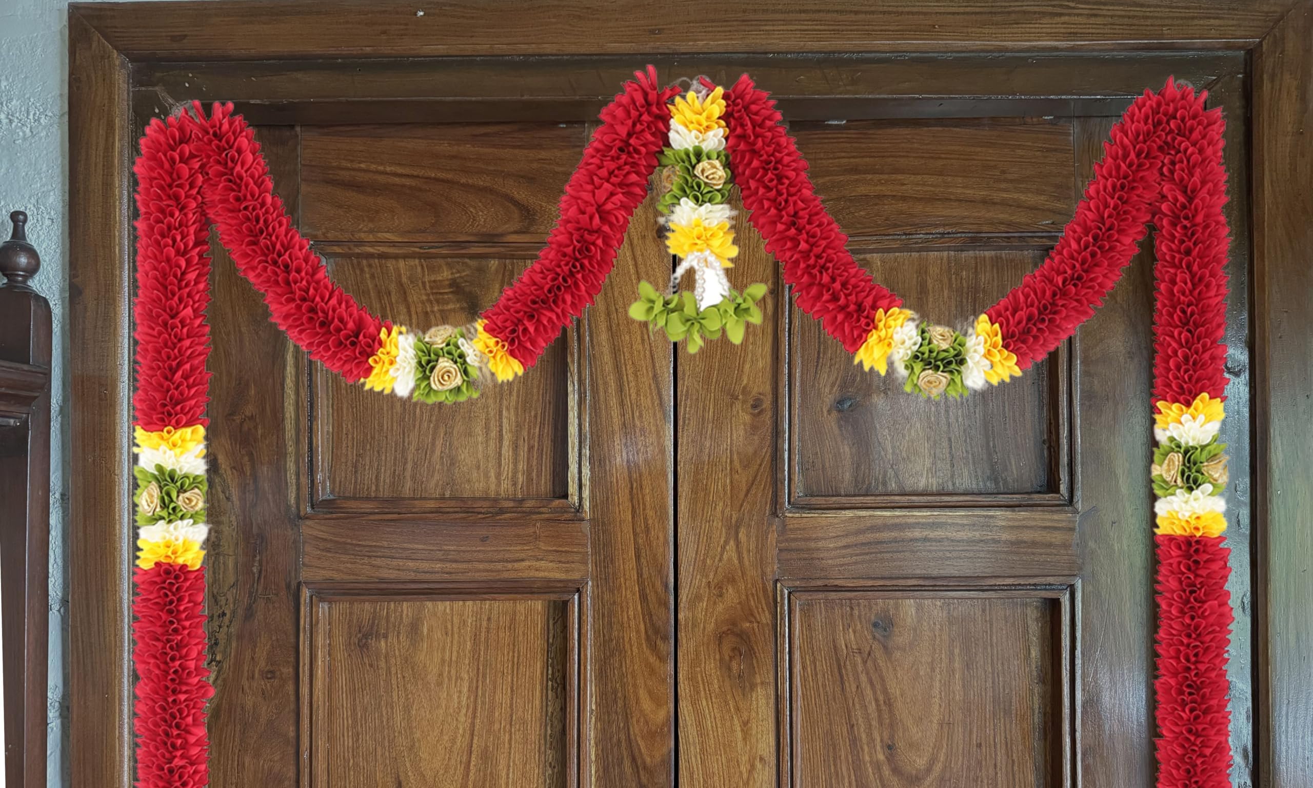Daedal crafters Mini Thoma Toran for Main Door Entrance, Reusable Thoran for Pooja Mandir & Living Room Décor, Bandarwal for Festival Decoration, Flower Hanging for Home & Office Décor (42x60 inch)