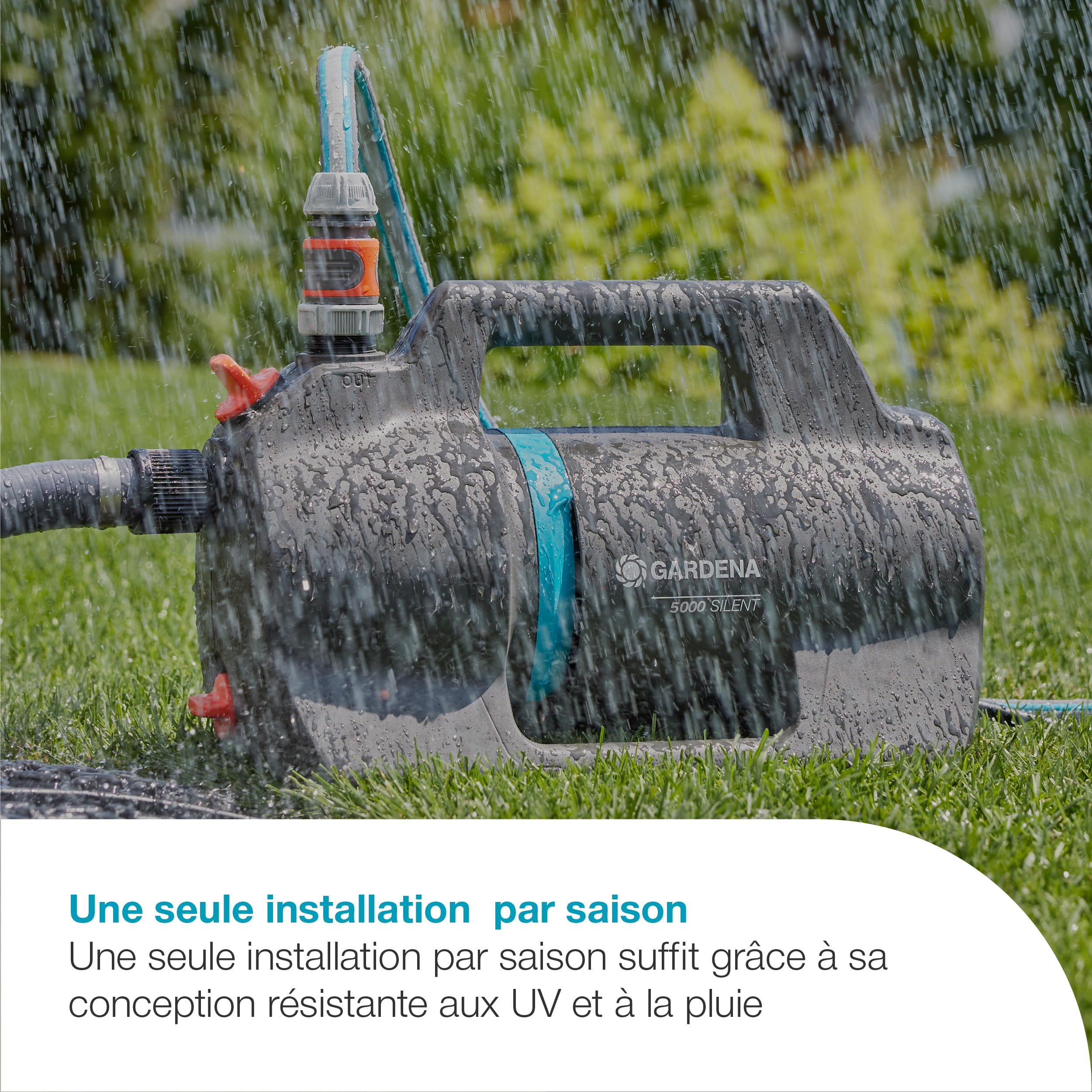 Gardena Pompe de jardin 5000 Silent suction Set Pompes: 26% de débit en plus pour la même consommation d'énergie que son prédécesseur*, Fonctionnement silencieux (9082-20)