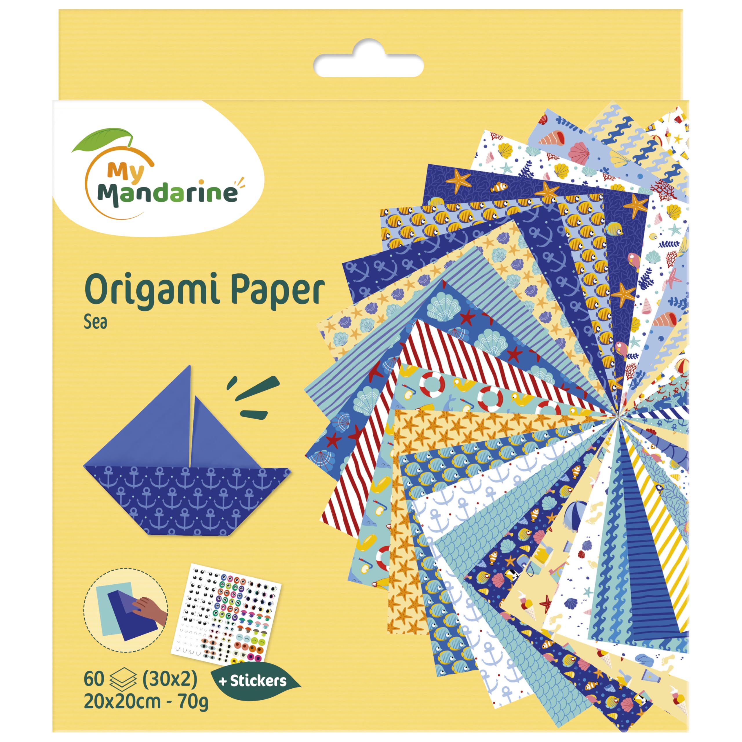 My Mandarine OR524C - Origami Paper, Sea, 20x20cm, 60F, 70g