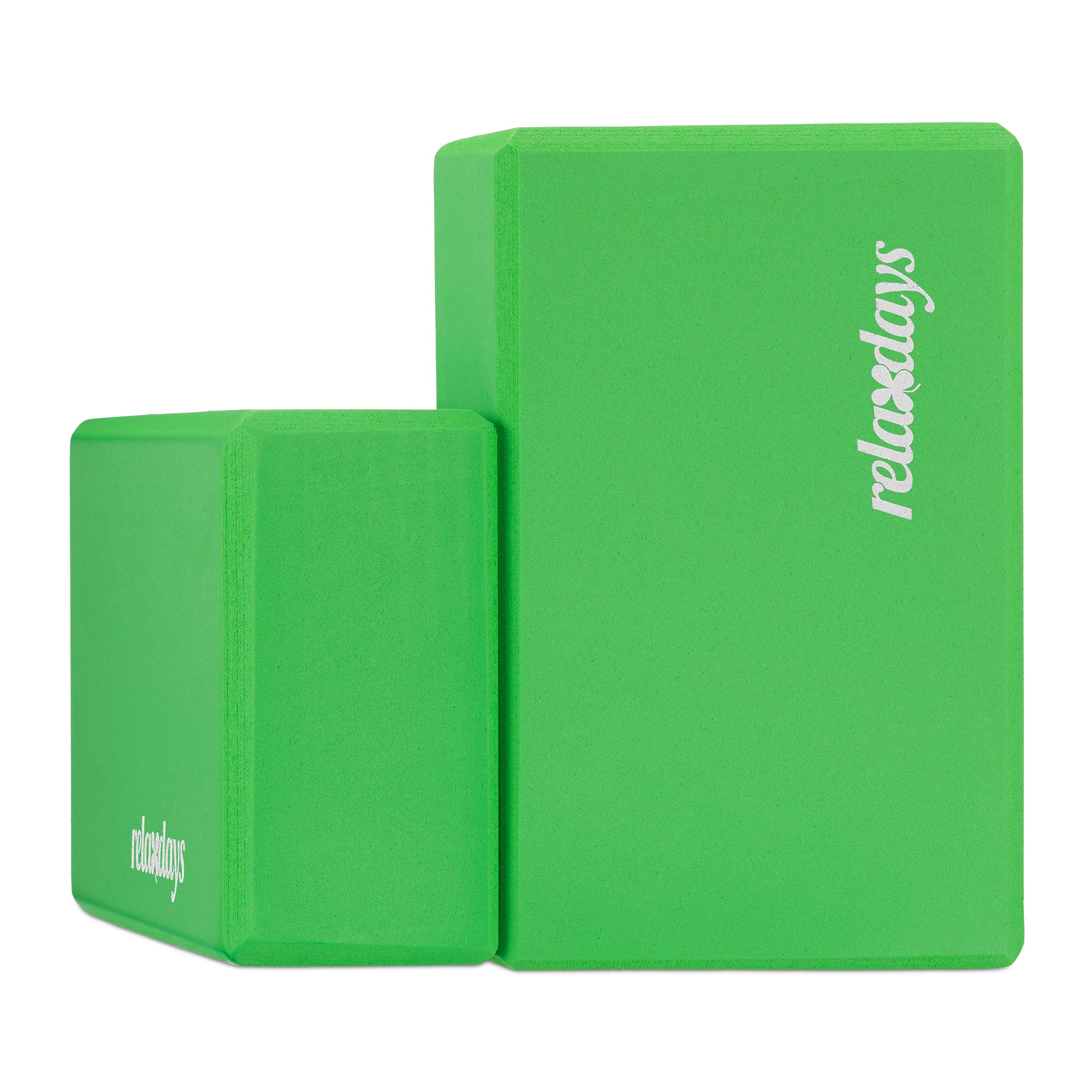 Relaxdays Set 2X Bloc Yoga Brique Yoga Exercice Pratique Yoga Mousse Rigide Anti-Dérapant HLP 8x23x15 cm, Diff. Couleurs