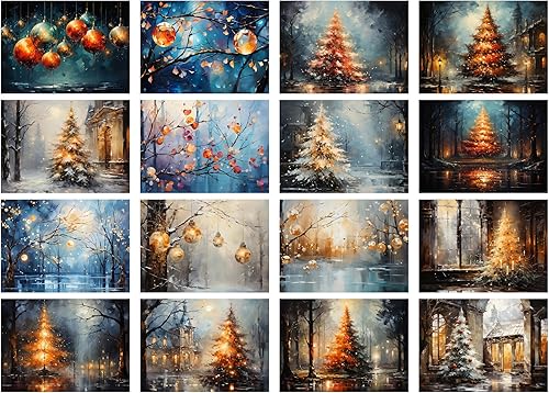 Miniatura 2 de Decoupage - Paquete de papel (35 hojas de 6 x 8 pulgadas), increíbles y acogedoras pinturas de grandes árboles de Navidad y otras decoraciones FLONZ