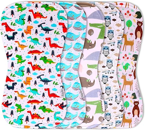 Miniatura 10 de Paños para eructos de triple capa  Paquete de 5, algodón orgánico, grandes, suaves y absorbentes, toallas para eructos para bebés