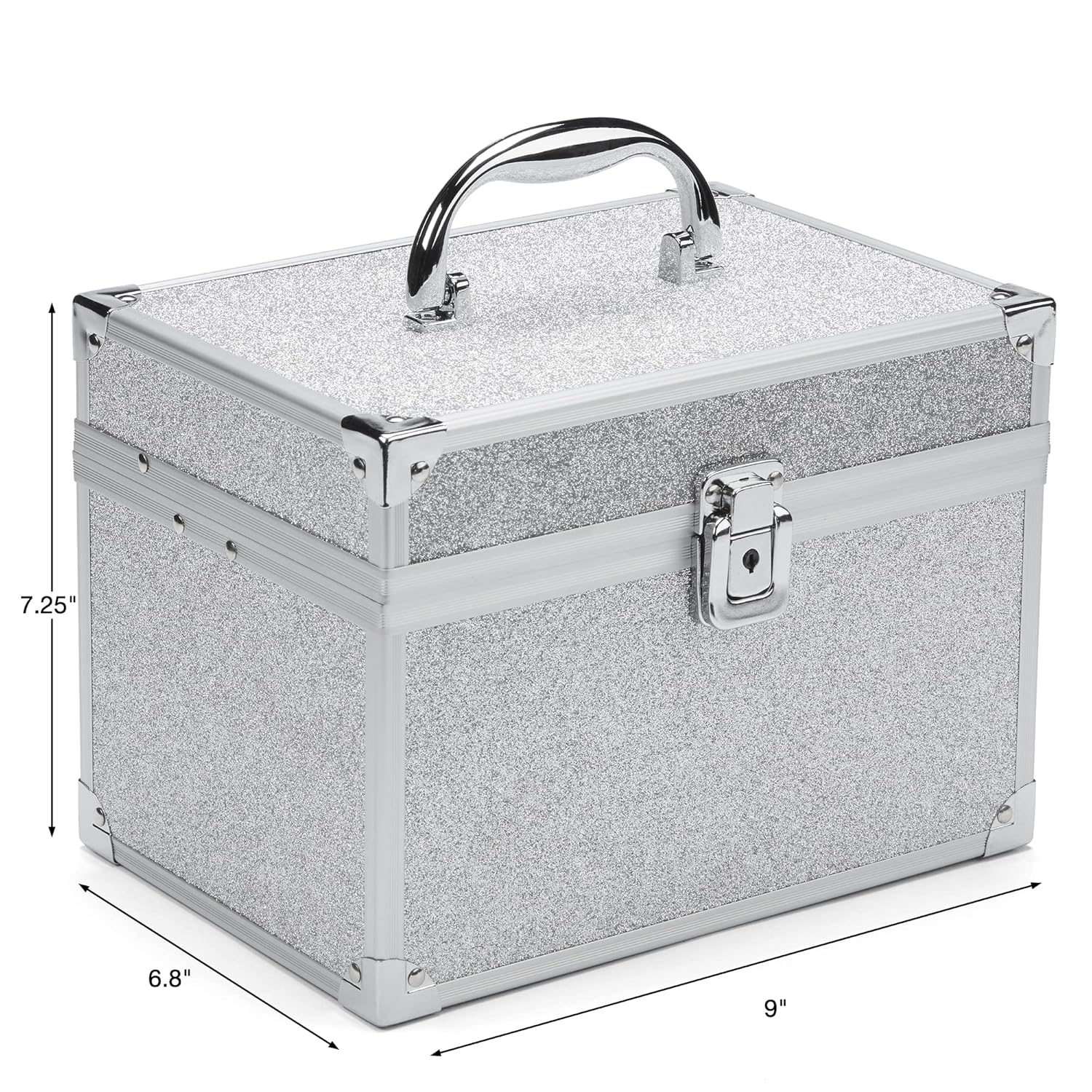 Conair Makeup Beauty Case, Cosmetic Case with Expandable Shelves and Locking Latch, in Silver Diamond, London SOHO New York by Conair : Everything Else