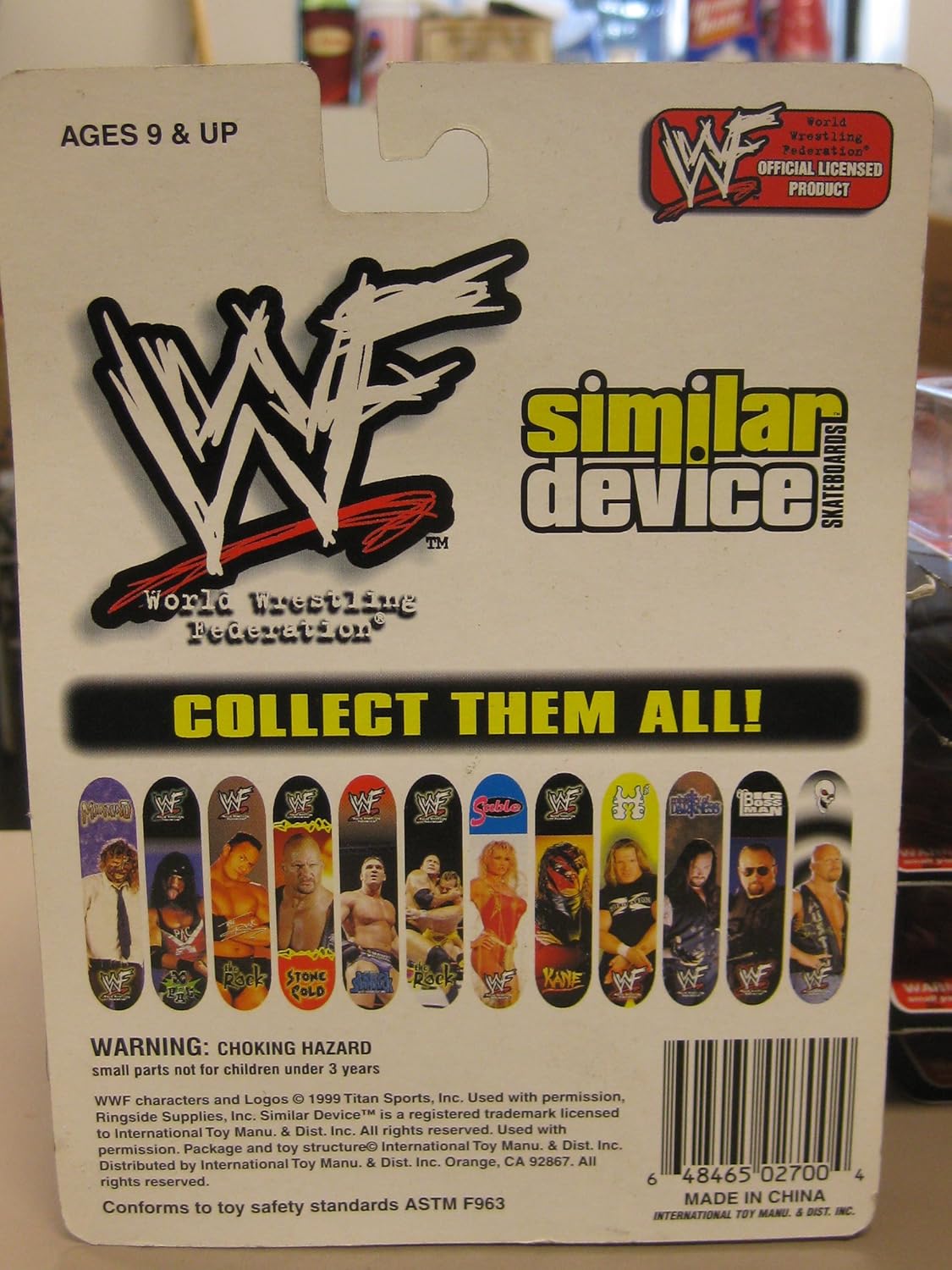 WWF Fast Action Mini Skate Board Collectors Series Mankind