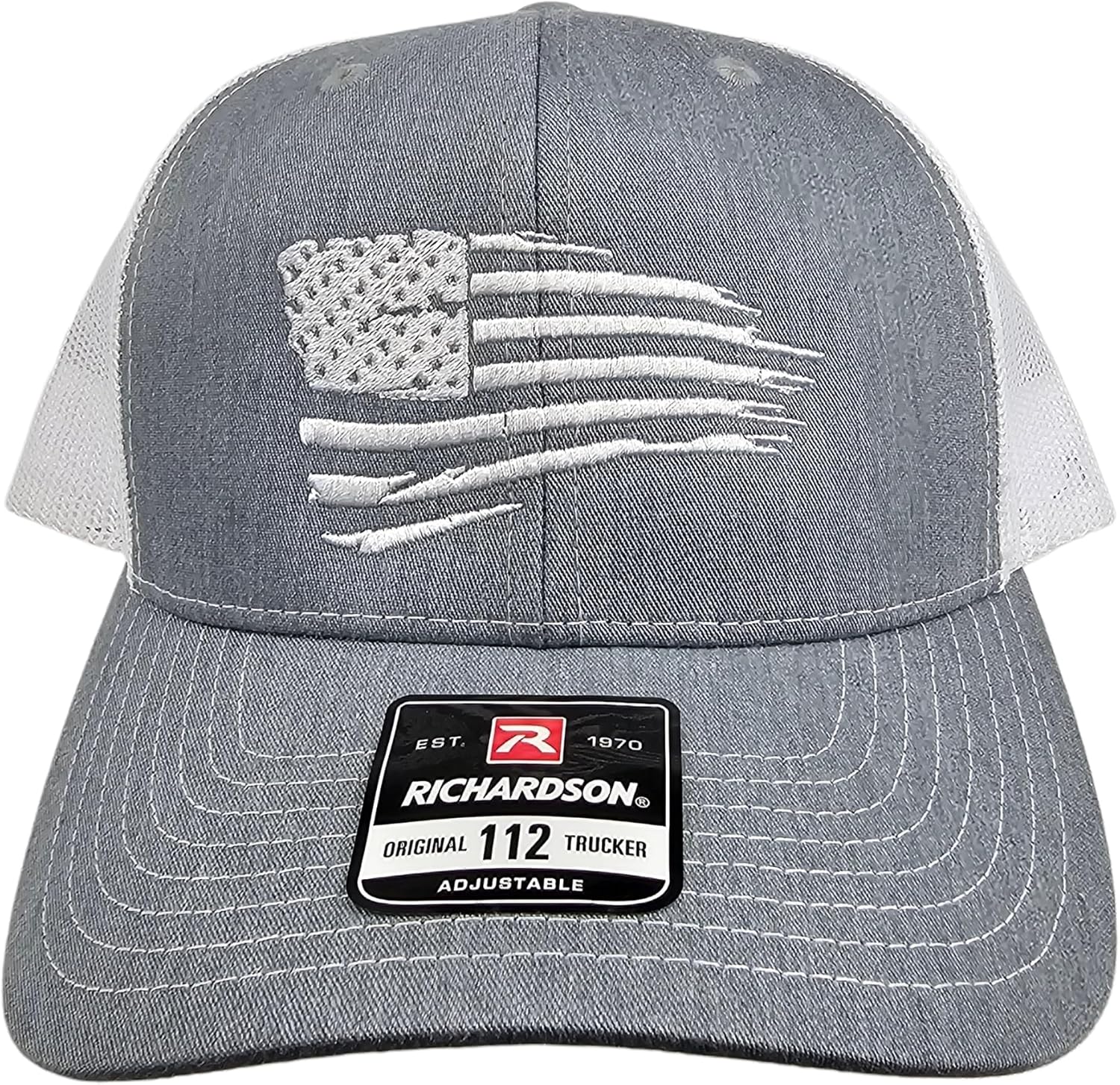 American Flag Trucker Hat, Richardson 112 Snapback, Embroidered Design, Mesh Back