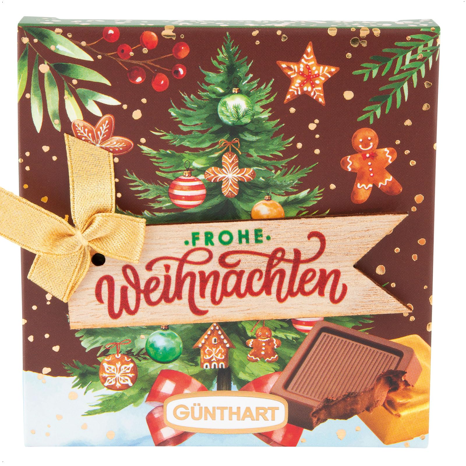 Günthart 30 Stück Pralinenpräsent mit Weihnachtsmotiven und feinen Carre-Pralinen, 1er Pack (1140 gr)