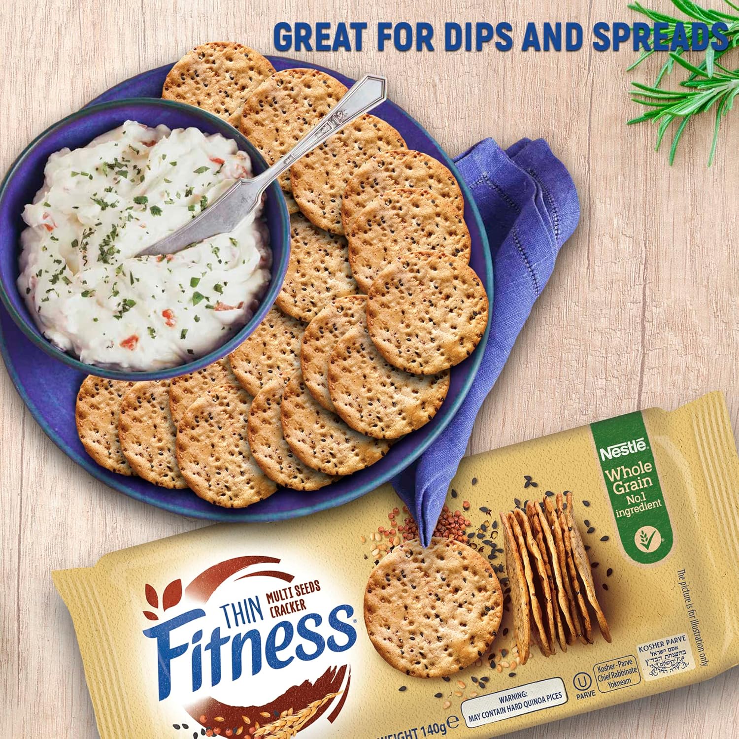 Nestle Fitness Thins Multi Seeds Crackers - Whole Grain Snack - 4.9 oz (Pack of 2)