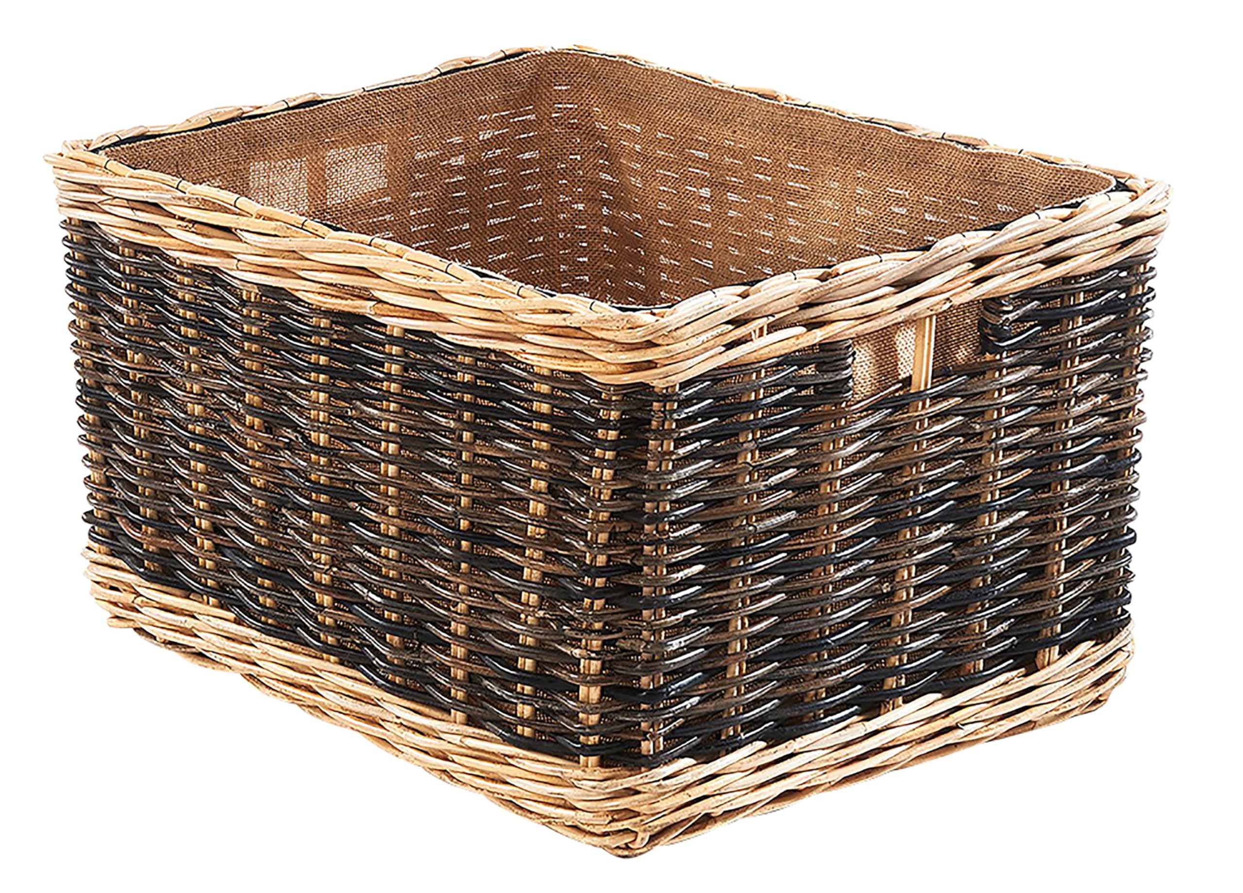 Kobolo Holztrage Holzkorb für Kaminholz Rattan mit Jutestoff und Henkel