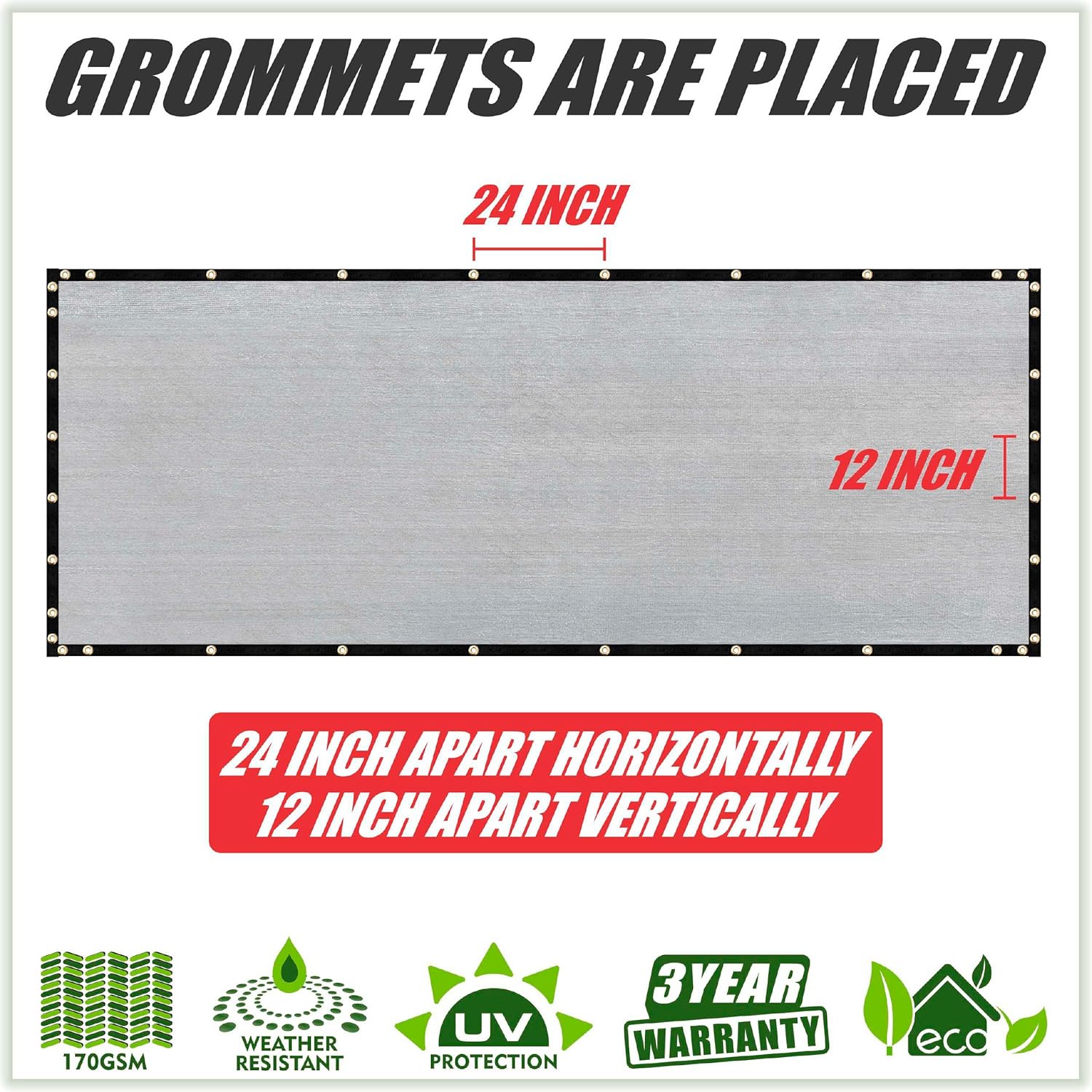 ColourTree 6' x 25' Grey Fence Screen Privacy Screen - Commercial Grade 170 GSM - Heavy Duty - 3 Years Warranty - Cable Zip Ties Included