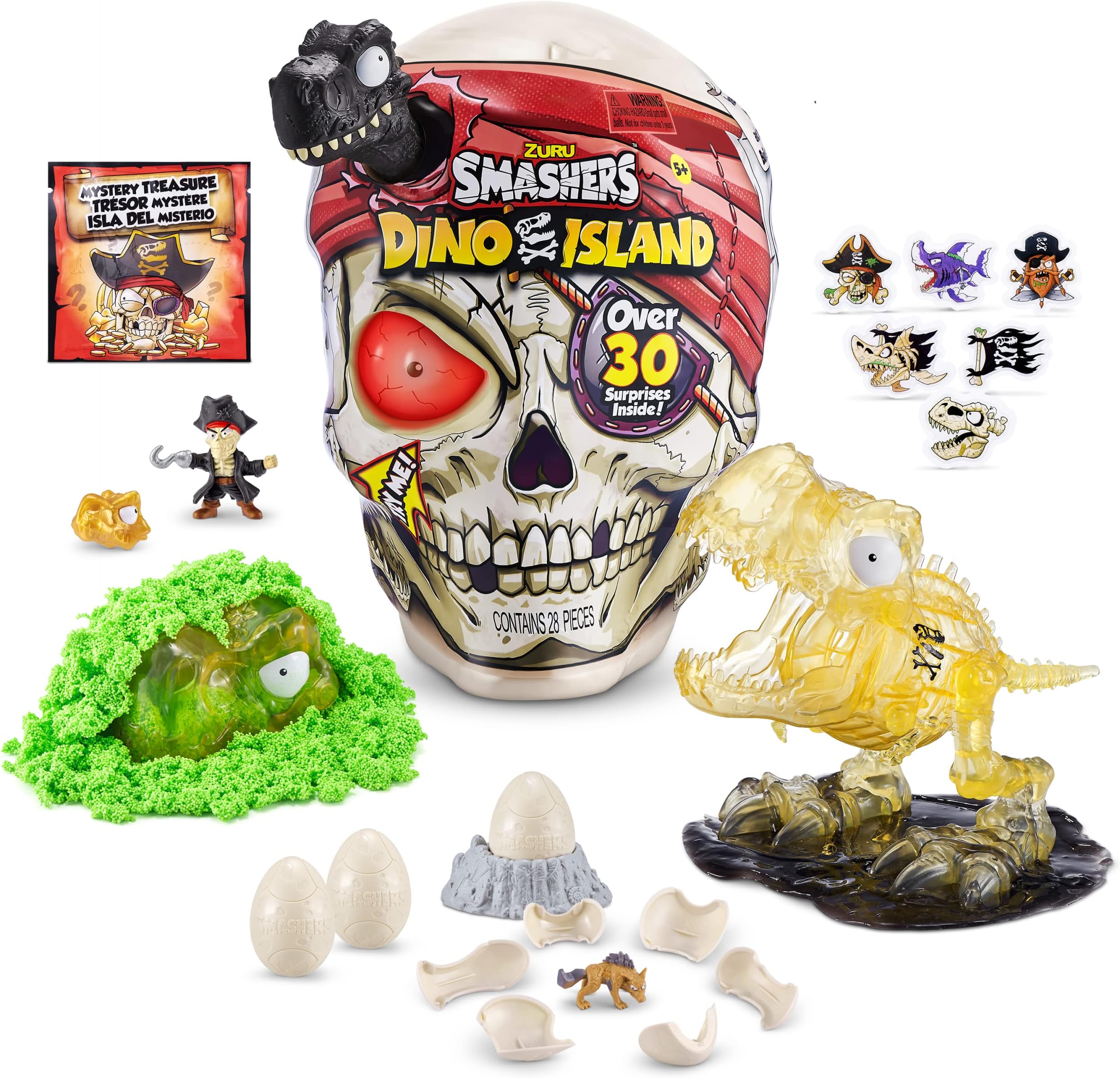 Dino Island Giant T-Rex Skull with 30+ Surprises and Mini Eggs, Dinosaur Discovery Toy, Age 5+