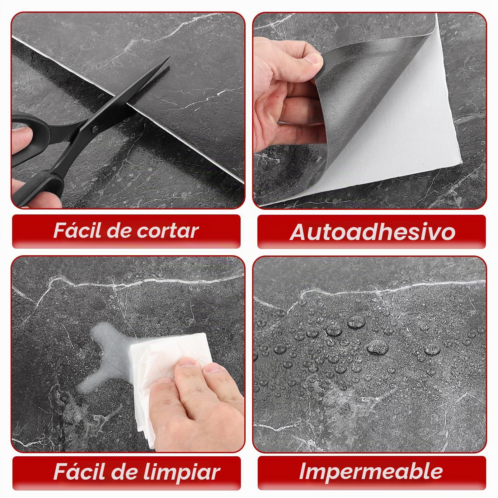 DAJAVE 40 unidades de suelo de PVC autoadhesivo, 30 cm x 30 cm, suelo de vinilo, autoadhesivo, aspecto de hormigón, gris, baldosas adhesivas para suelo, suelo de vinilo, antideslizantes, resistentes