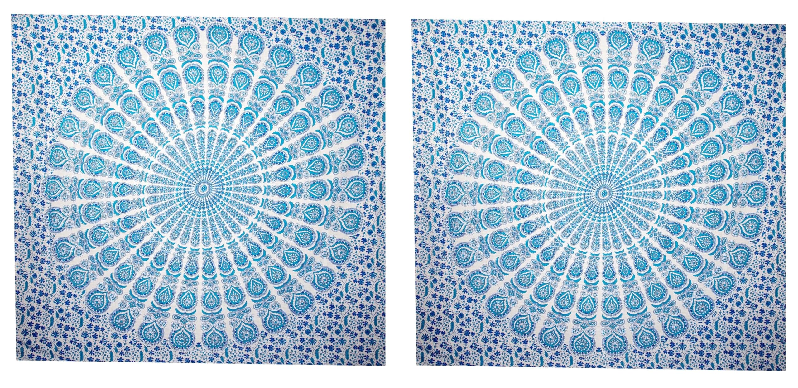 BRICOMIRAS Toalla de Playa Grande antiarena con diseños Mandala | Ideal como Manta, Pareo y Toalla Grande para la Playa o Piscina | Espaciosa y Repelente a la Arena… (2X Azul)