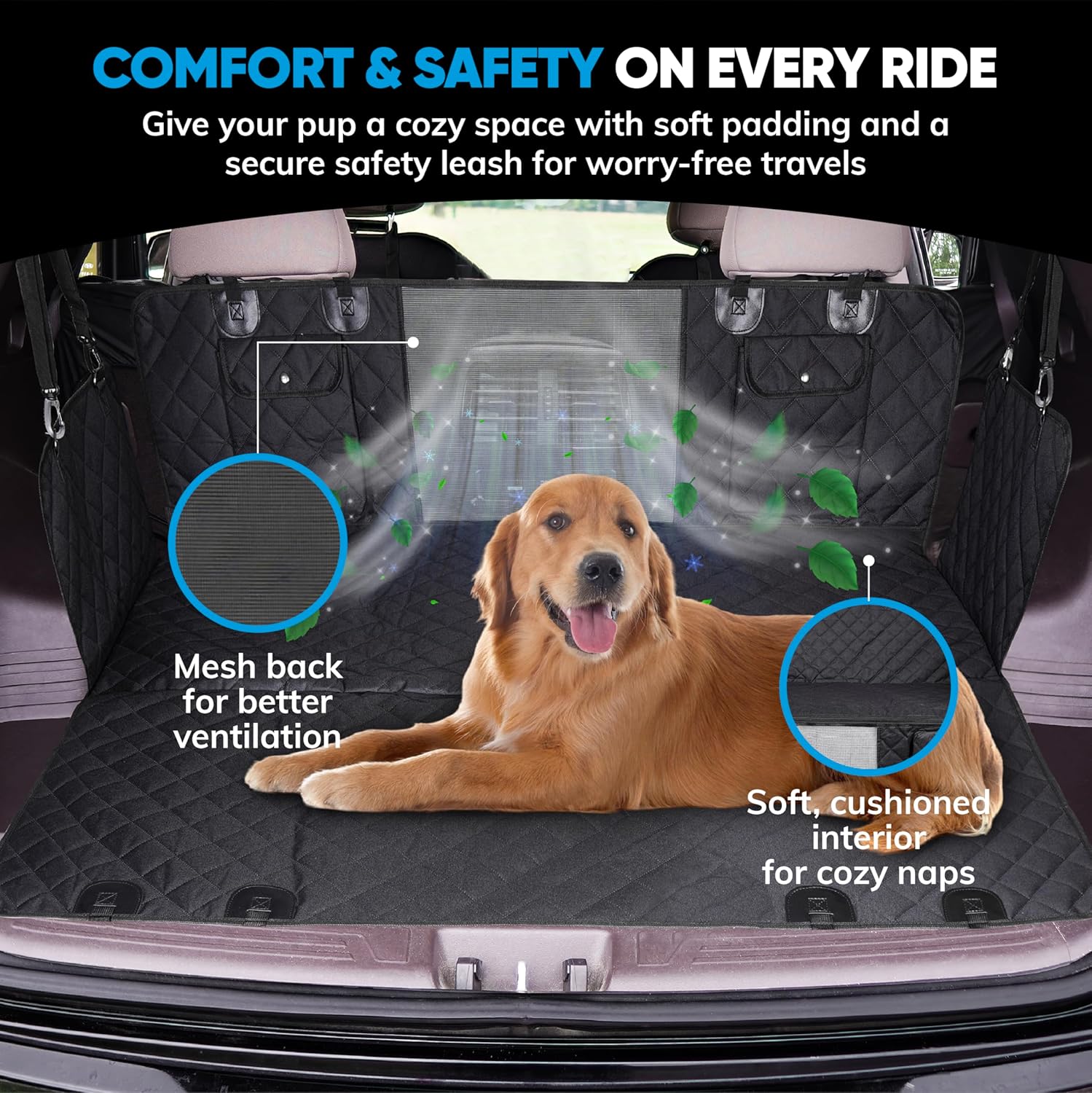 Pryze Dog Car Seat Cover for Back Seat with Mesh Window & Side Flaps | 100% Waterproof Dog Hammock for Cars Trucks & SUVs | 600D Heavy Duty Scratch Proof Nonslip | Easy Install & Machine Washable