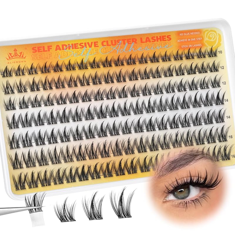 ALICROWN HAIR Cílios Postiços em Tufo Autoadesivos com Estilo Manga, 4 Comprimentos, 126 Unidades