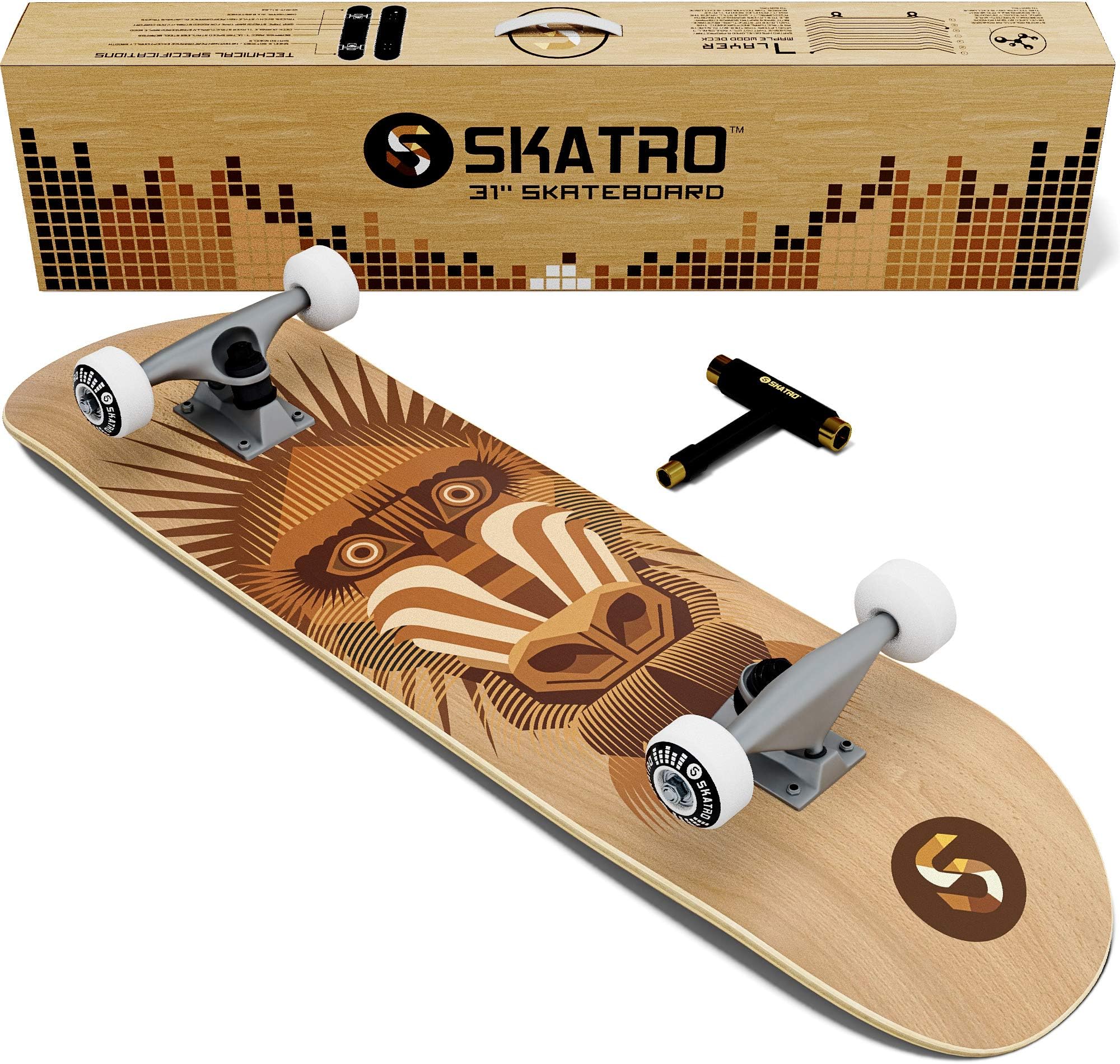 Skatro - Pro Skateboard 31" Complete Skateboard. Skate Board Ages: Adults, Boys, Girls, Beginners, and Kids