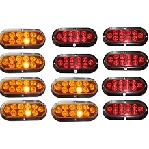 Blingbling 6 Amber and 6 RED Oval 6" Surface Mount LED Turn Stop Light Trailer Truck RV Sealed