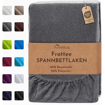 NatureMark Terry Towelling Fitted Sheet Many Sizes & Colours Brand Quality 180x200 - 200x200 cm