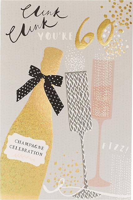 UK Greetings 60th Birthday Card - 60th Birthday Card for Her - Birthday Card for Her - 60th Birthday Celebration Card, Grey