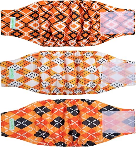 wegreeco Pañales lavables para el vientre para perros machos (patrón elegante), paquete de 3 Pañales lavables para perros machos, pañales para