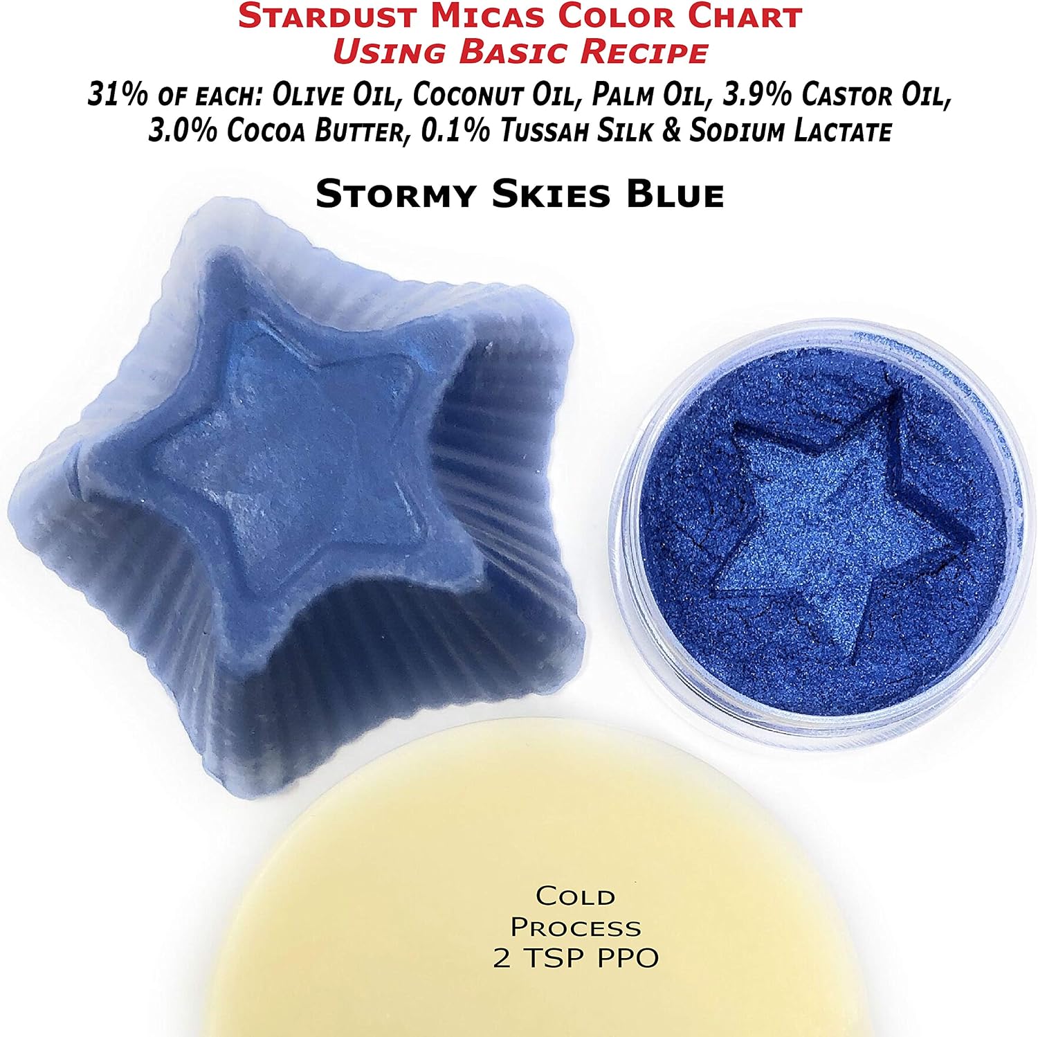 Stardust Micas Pigment Powder Cosmetic Grade Colorant for Makeup, Soap Making, Epoxy Resin, DIY Crafting Projects, Bright True Colors Stable Mica Batch Consistency (10 Gram Jar, Stormy Skies)