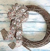 Vista 64 de Arco de corona de arpillera negra con alambre, 10 pulgadas de ancho, colas largas de 18 pulgadas, cinta de Navidad, decoración de puerta delantera