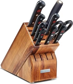 WÜSTHOF Gourmet 10-Piece Knife Block Set - Razor-Sharp Laser-Cut German Steel Knives, Solingen Crafted