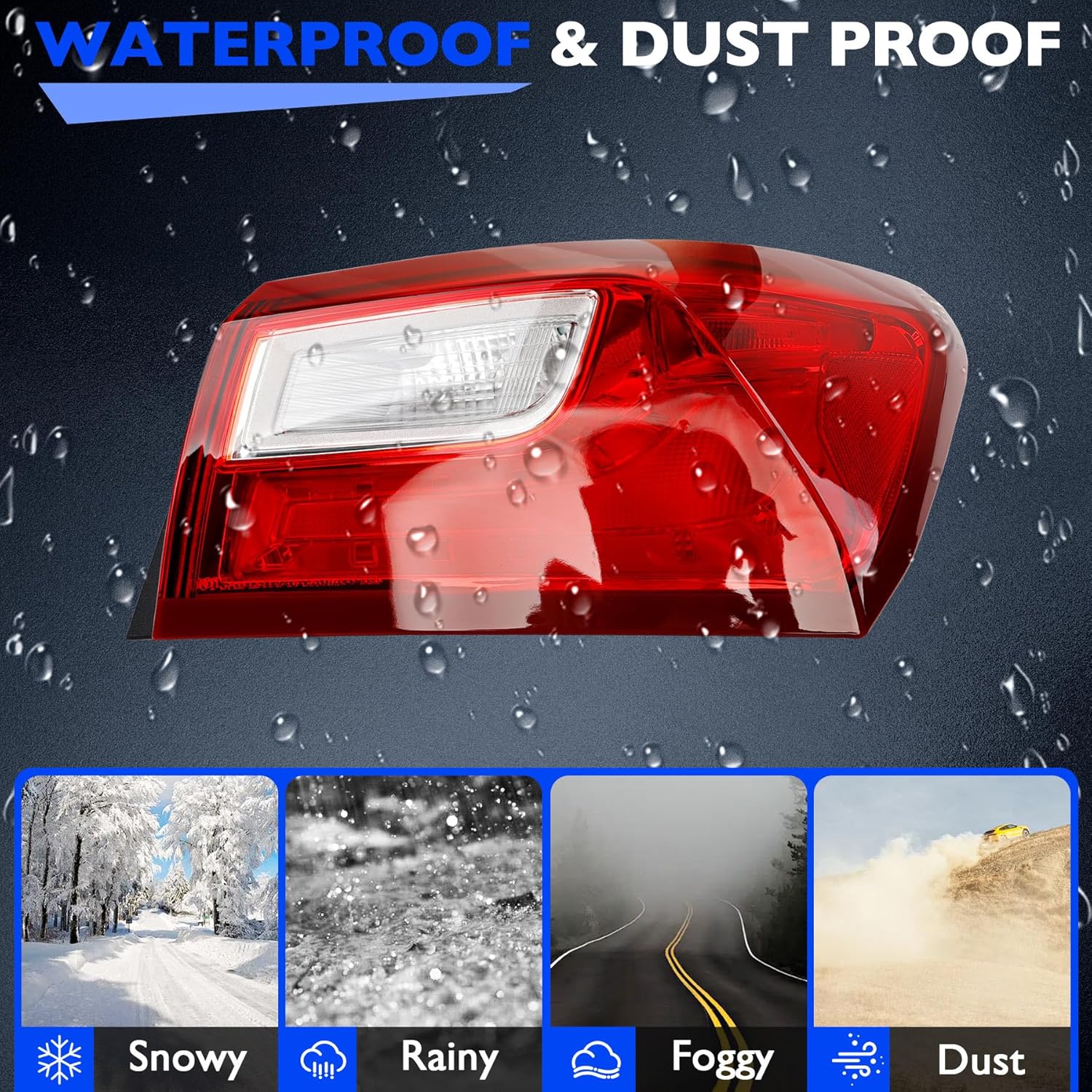 Taillights, Compatible with 2016-19 Chevy Malibu L LS LT RS Premier Tail lamps, Replace 84516375 84132377 Brake Turn Signal Lighting Tail Lamps - Rear Right Passenger Outer Side RH