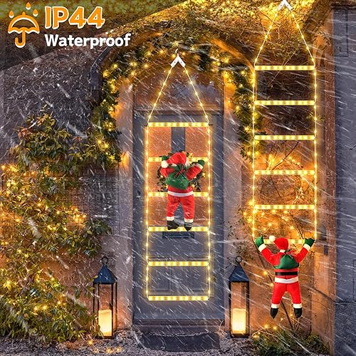 Miniatura 6 de 98 luces LED de Navidad para interiores y exteriores, 2.5 pies, luces decorativas de escalera de Navidad con Papá Noel, 8 modos, luz impermeable
