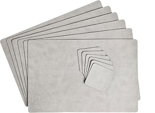 DAG STYLE Set 6 Tovagliette Americane Rettangolari + 6 Sottobicchieri, Linea Juta...