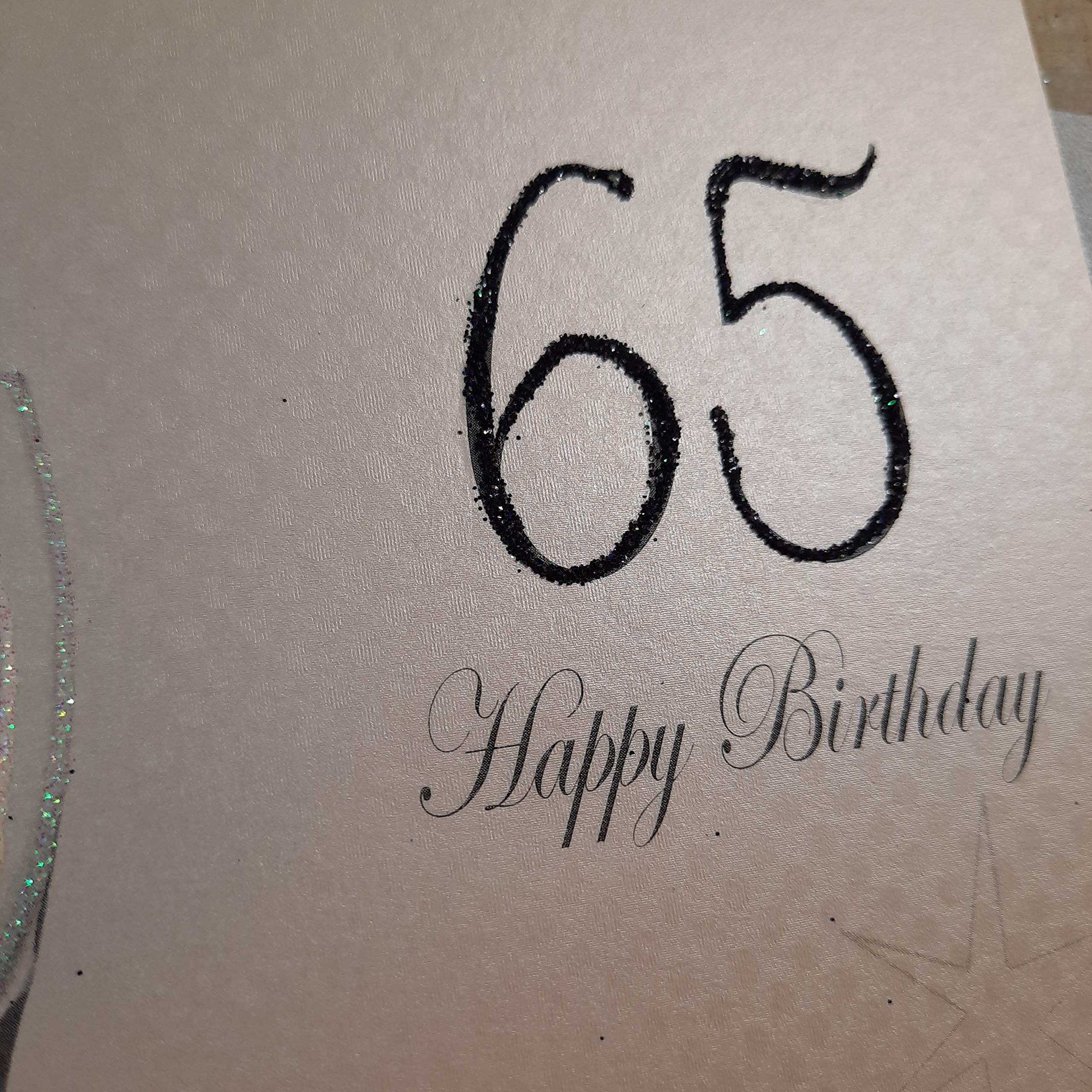 White Cotton Cards Glückwunschkarte Zum 65. Jahrestag – Handgefertigt Mit Glitzer, 16x16 Cm