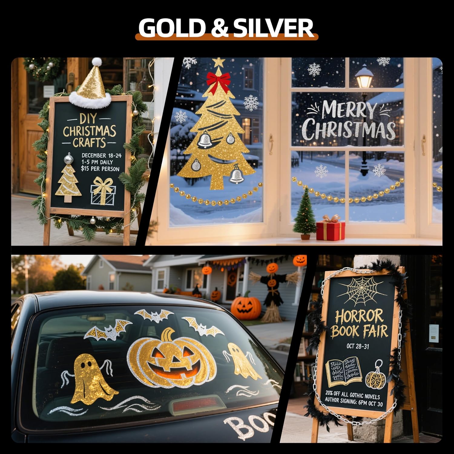 WUO Window Chalk Markers,12 Colors Car Markers,10mm 3-In-1 Jumbo Wide Nib, Dust-Free & Non-Toxic - Erasable Blackboards Marker For Rock Painting, Poster, Stone, Ceramic, Glass - Image 8