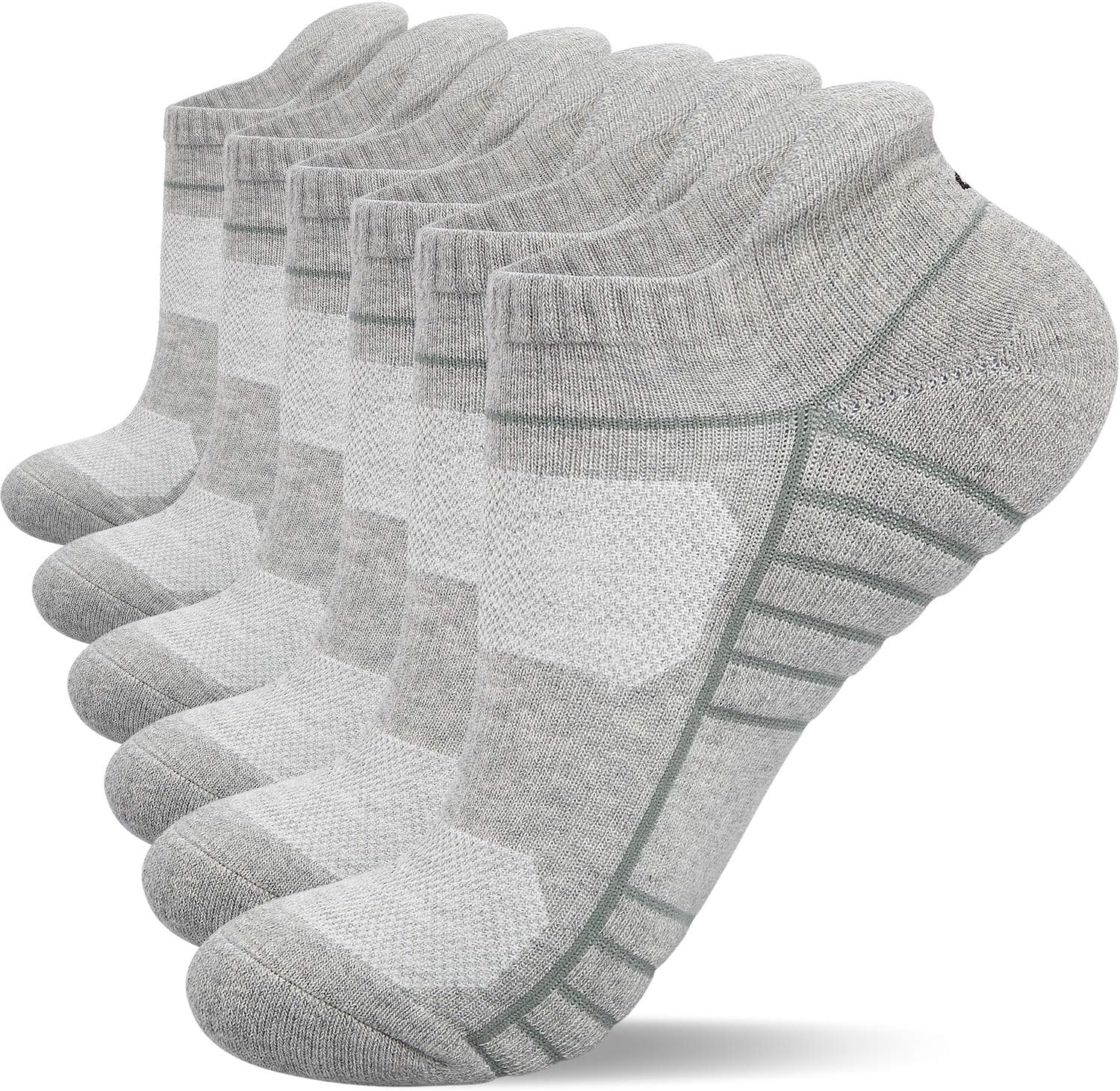 Athletic Running Ankle Socks, Low Cut Cushioned Anti-Blister Tab Sports Socks Men Women 6Pairs