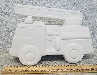 Bisque - Fire Truck Bank 7.5"Lx5.5"T (Unpainted, Ready for Glaze)