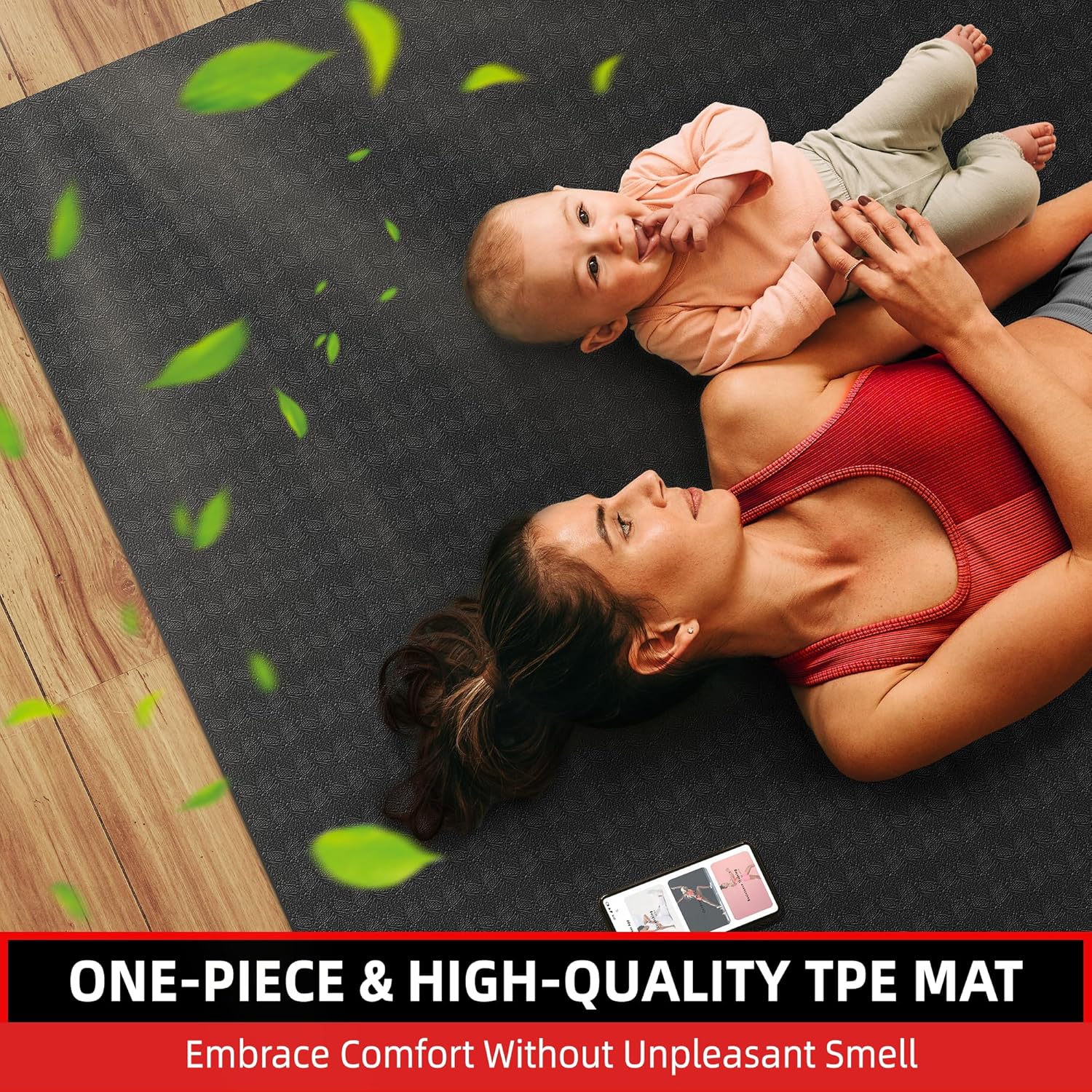 Extra Large Yoga Mat –  Thick Mat for Women & Men, TPE Non-Slip Pilates Mat for Home Gym, Yoga, Stretching, Meditation