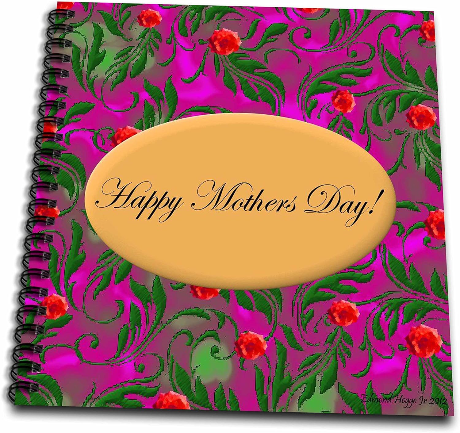 3dRose db_40650_2 Hot Pink and Red Rose Happy Mothers Day-Memory Book, 12 by 12-Inch