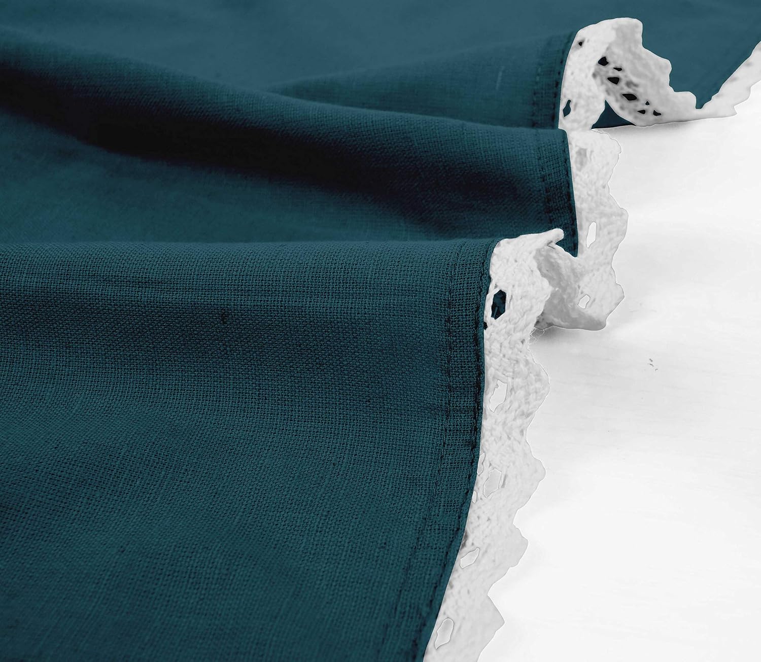 Teal Blue Solid Home Decor Washable Lace Placemats & Napkins Table Decor Dining Mats-Pack of 6