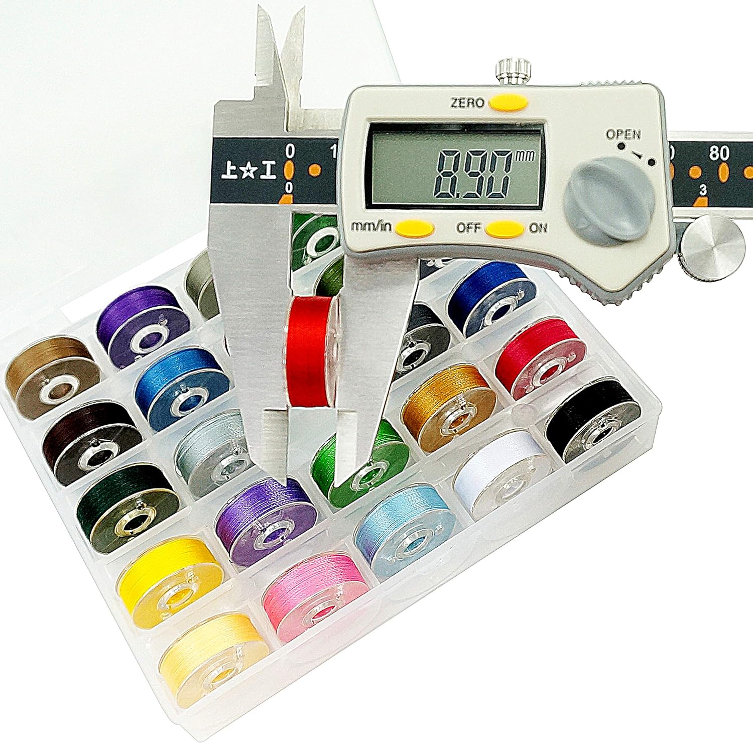 New brothread 25pcs Type L (SA155) Size Assorted Colors Prewound Bobbin Thread Plastic Side for Particular Embroidery and Sewing Machines - 60 Weight