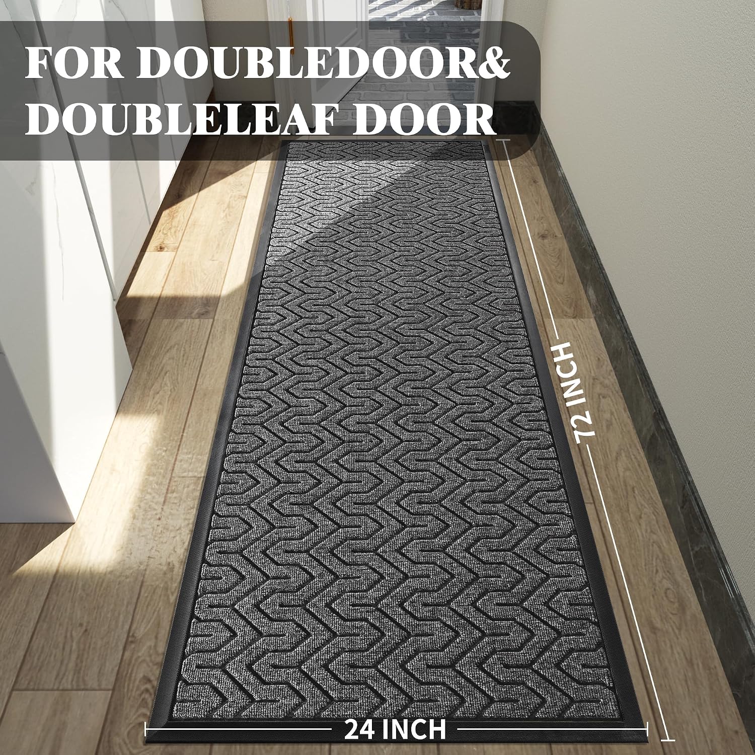 Yimobra 72x24 Indoor Outdoor Runner Rug, Heavy-Duty Entrance Mat for High Traffic Areas, Commercial Grade Welcome Door Mat, Easy Clean Mix Grey
