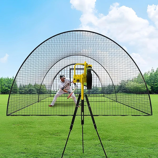 Cocepazys Baseball Batting Cage - Softball Batting Cage Net for Backyard with Pitching Hole, 12.7mm Fibreglass Pole Baseball Practice Pitching Net Training Equipment with Carry Bag - 22x12x8FT