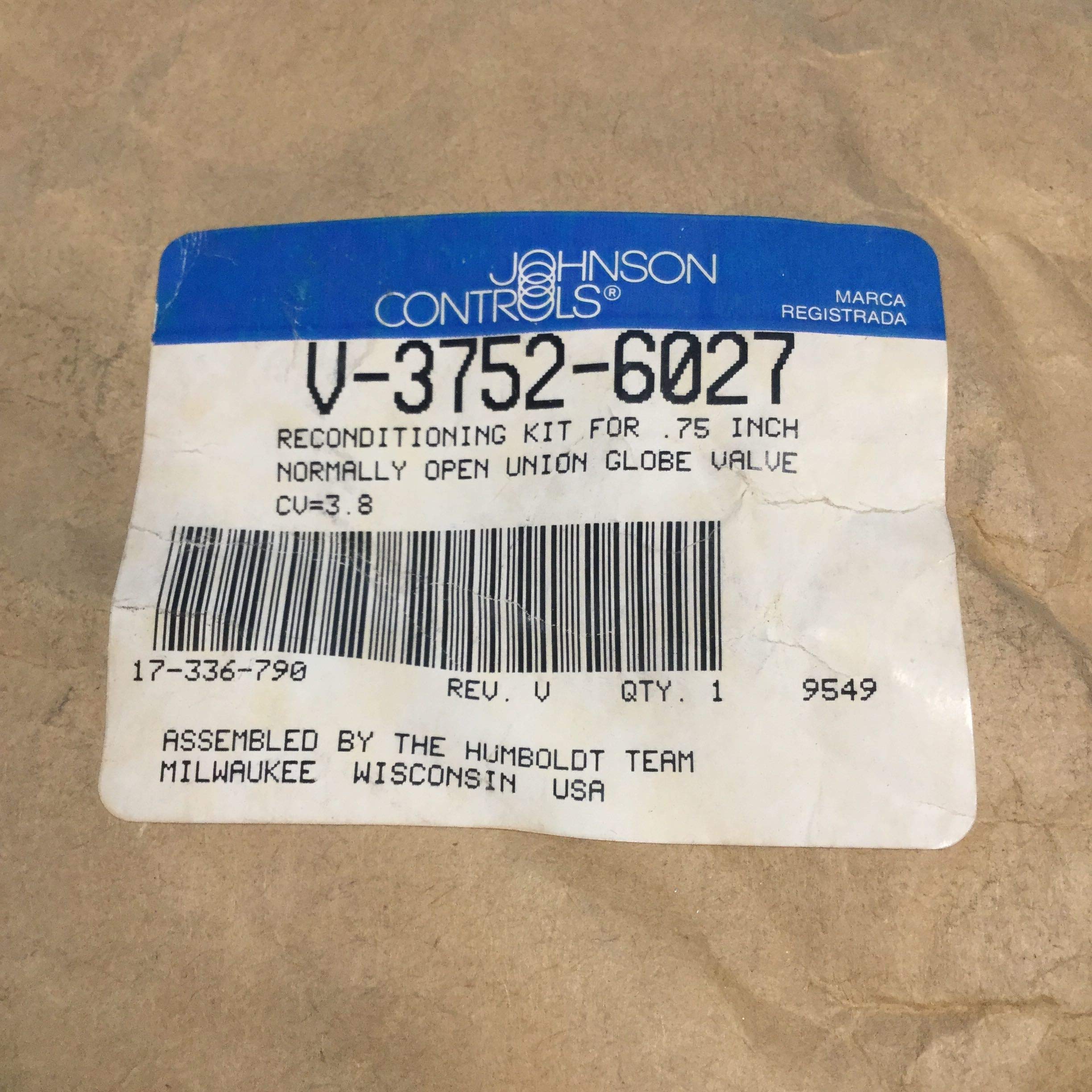 JOHNSON CONTROLS V-3752-6027 3/4